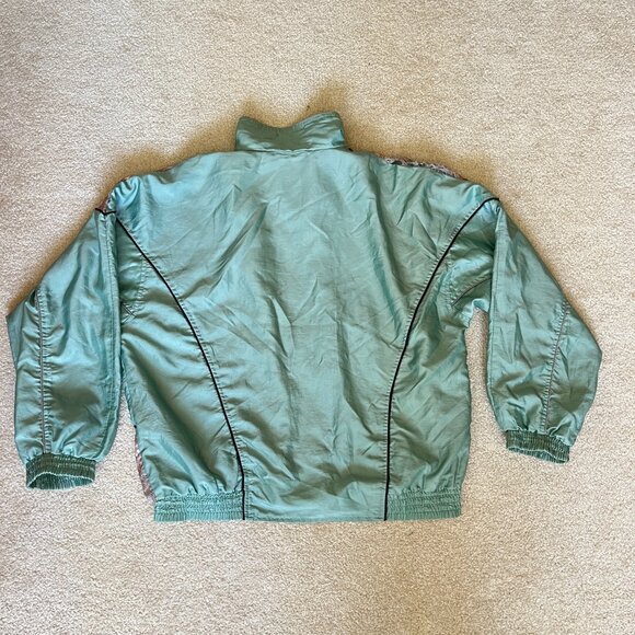 Vintage 80s Seafoam & Pink Windbreaker Spring Jacket, Size Small, Medium - Picture 3 of 6